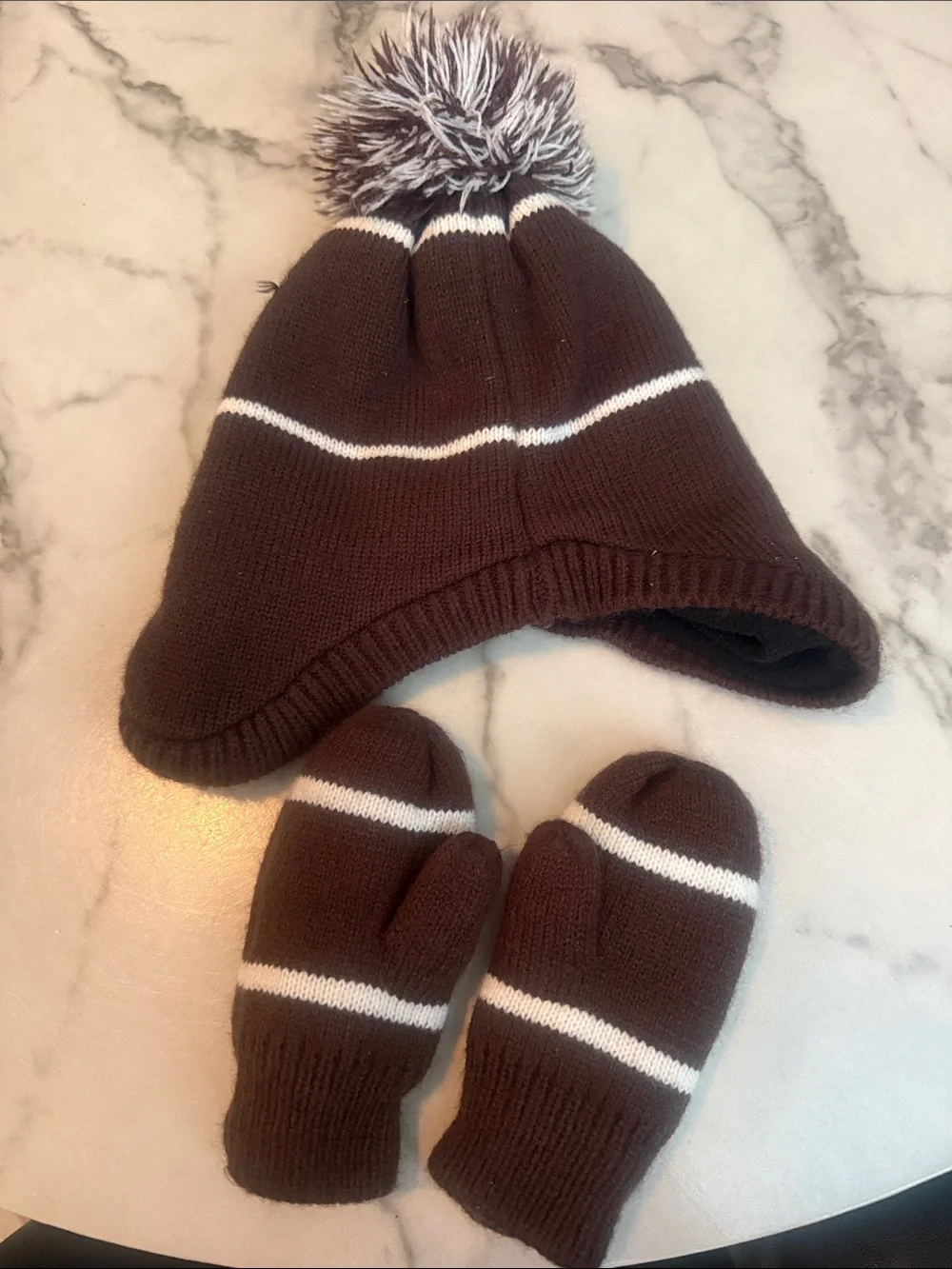 The Children's Place 12-24 Months Football Beanie with Mittens